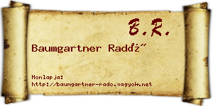 Baumgartner Radó névjegykártya